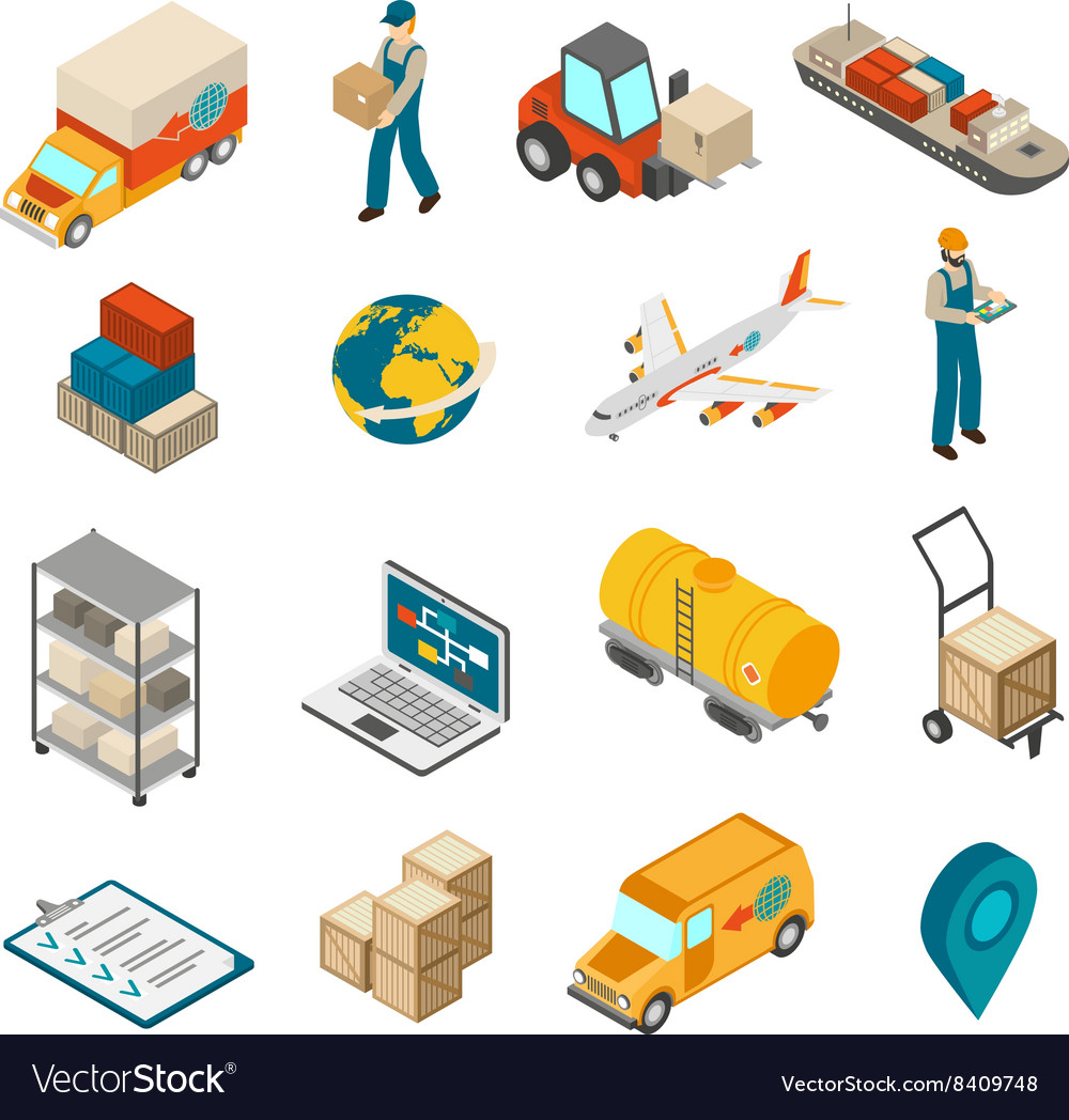 Logistics Transportation Symbols Isometric Icons Vector Image