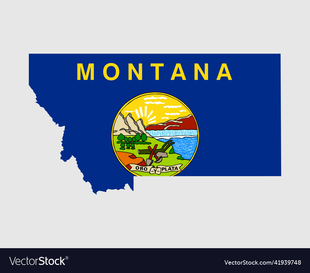 Montana map flag of mt usa with banner Royalty Free Vector