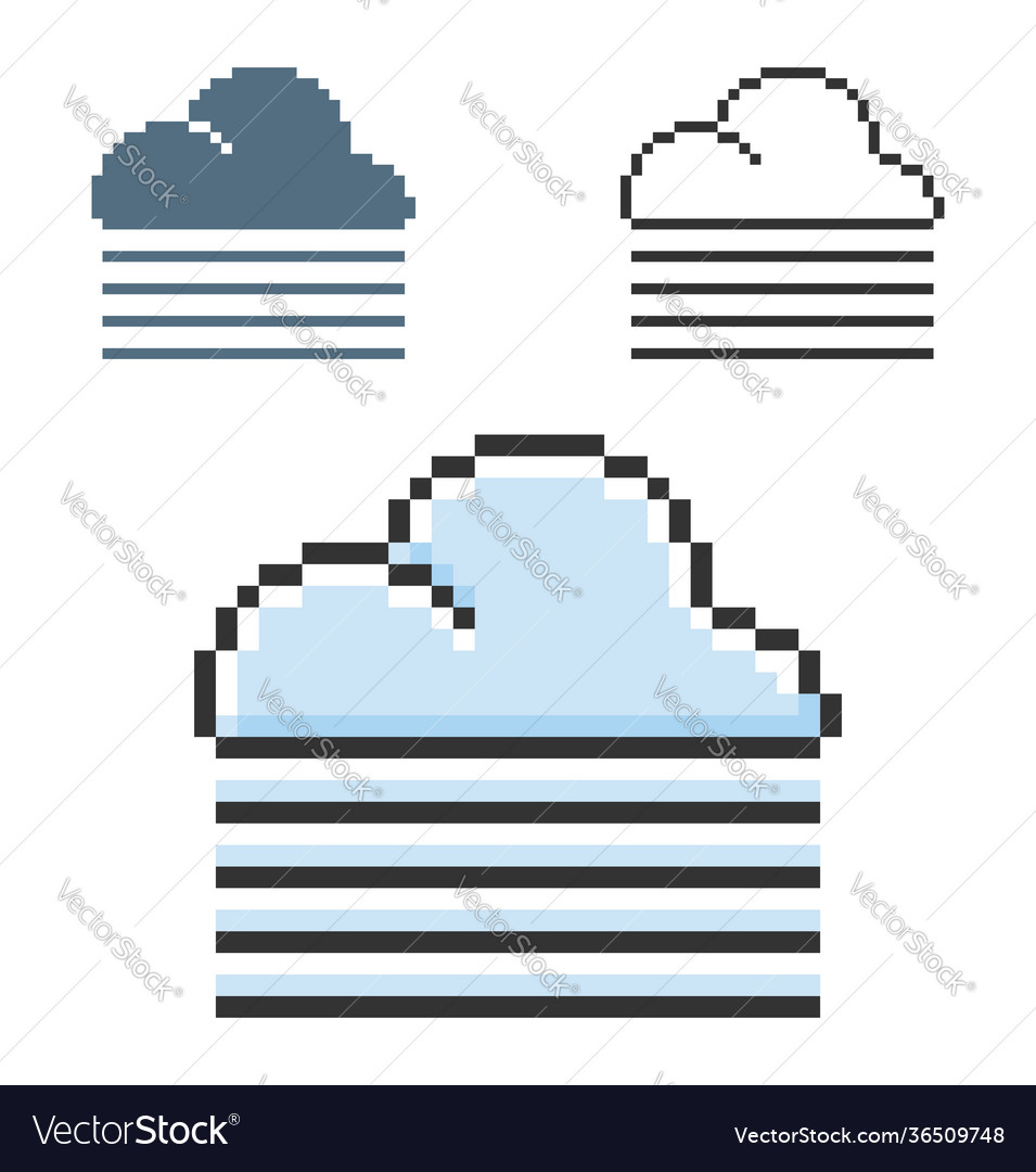 Pixel icon foggy weather in three variants