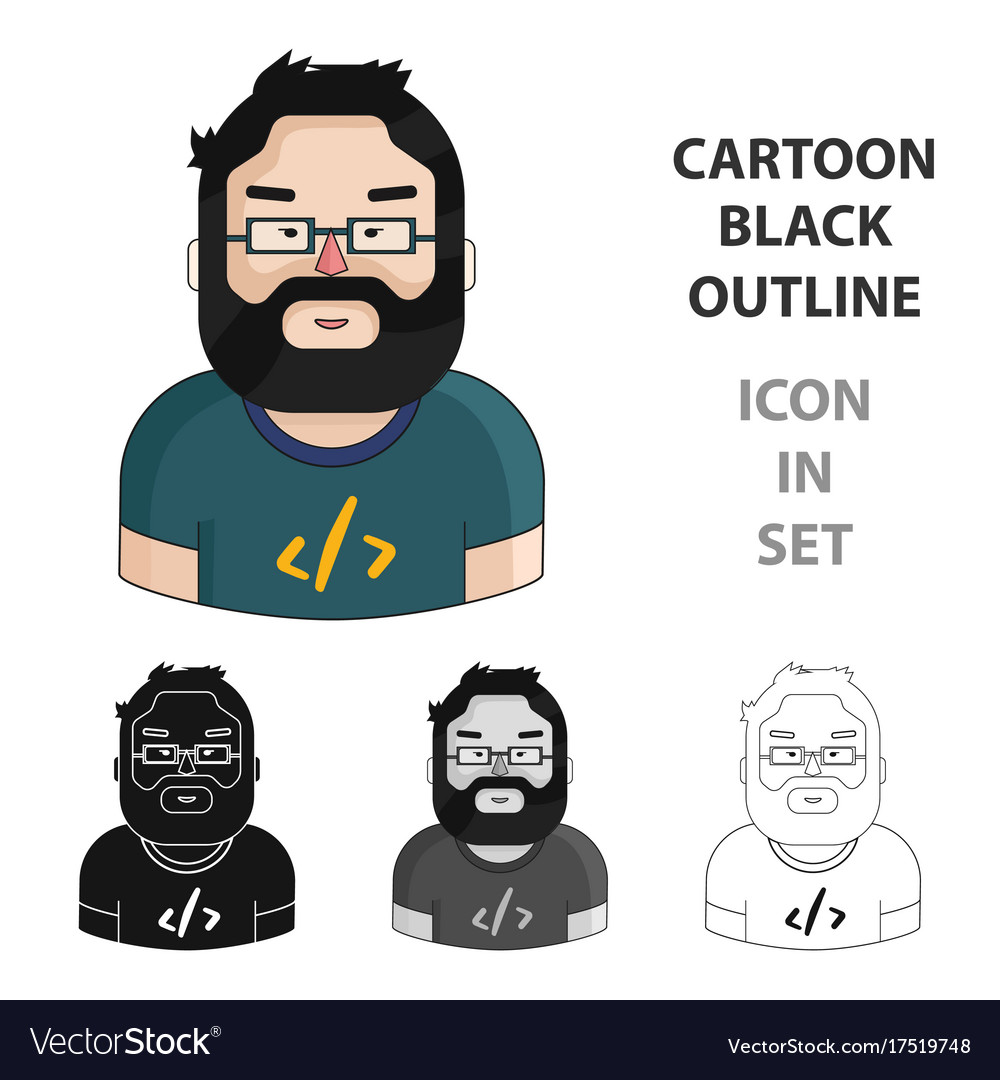 Programmer icon in cartoon style isolated on white