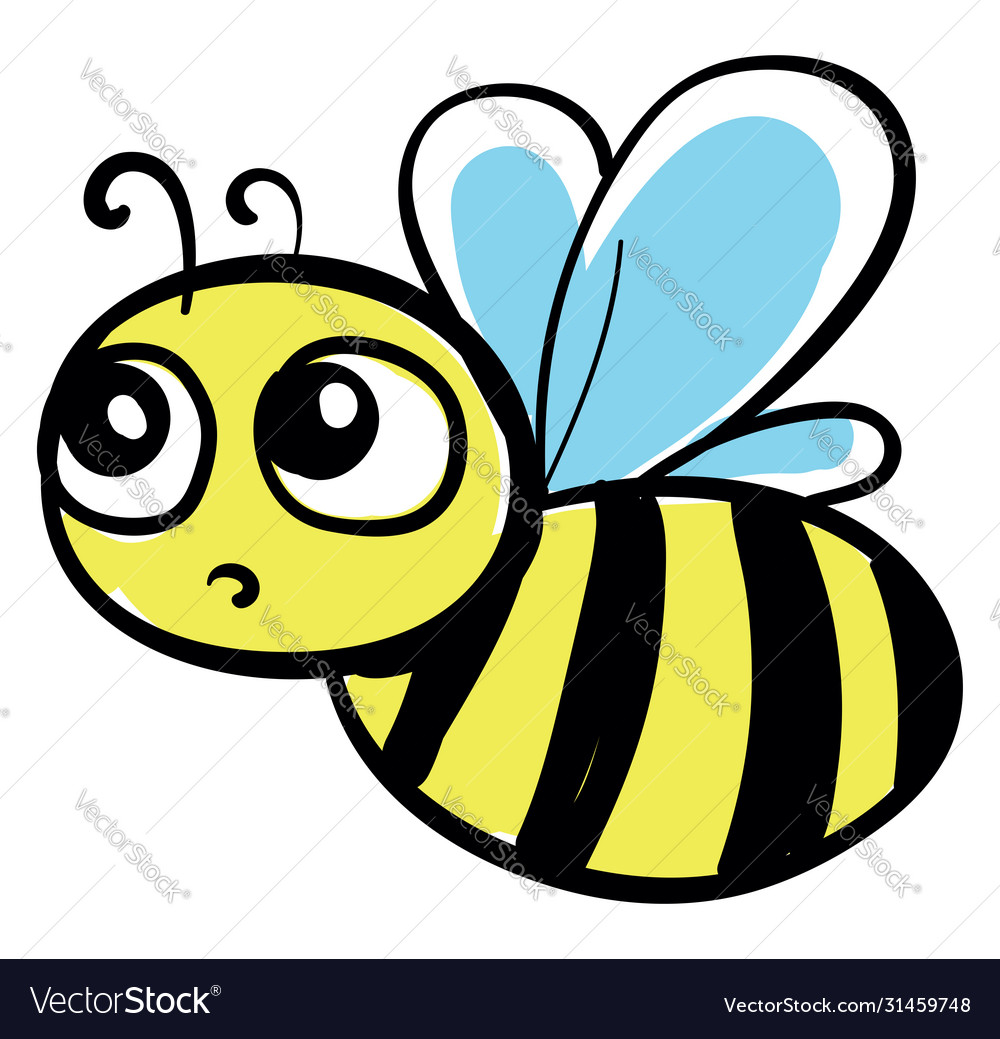 Scared bee on white background Royalty Free Vector Image