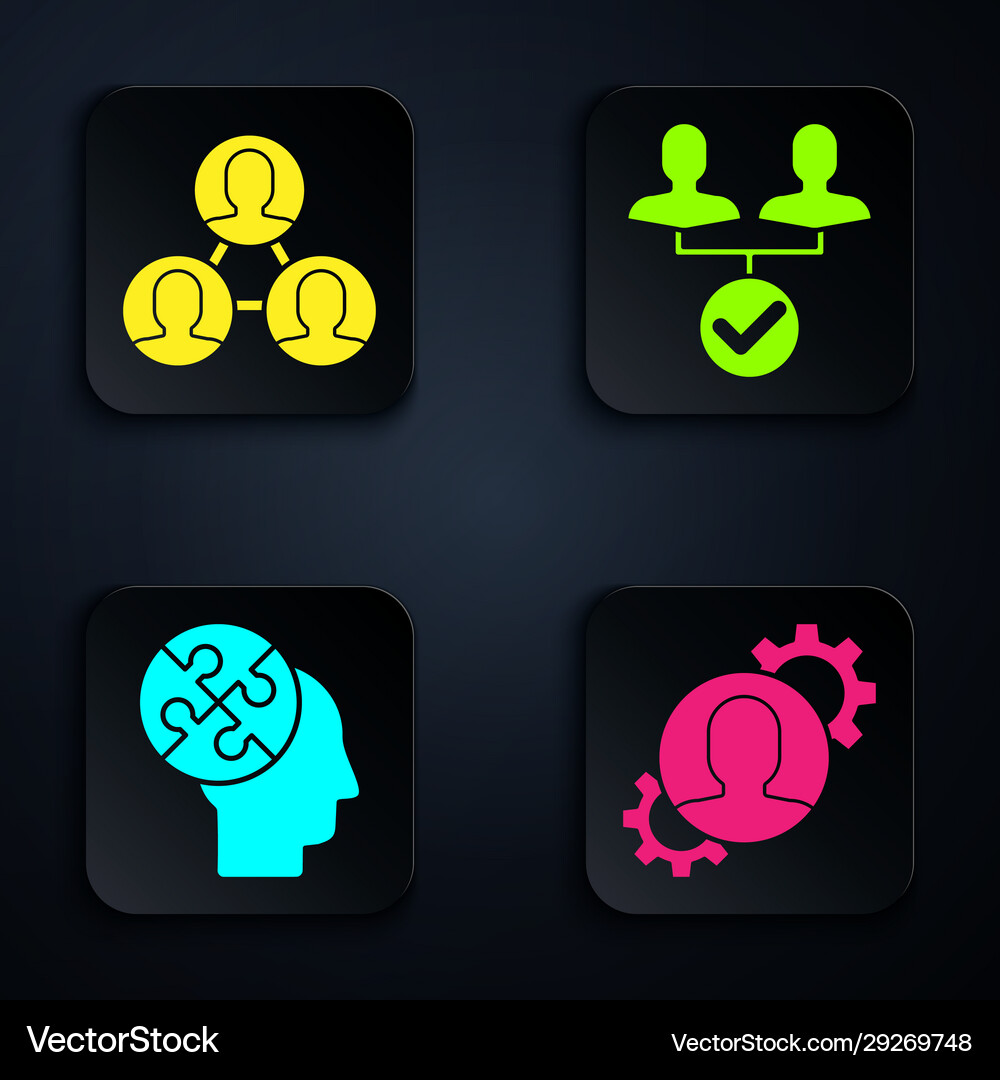 Set human with gear inside project team base Vector Image
