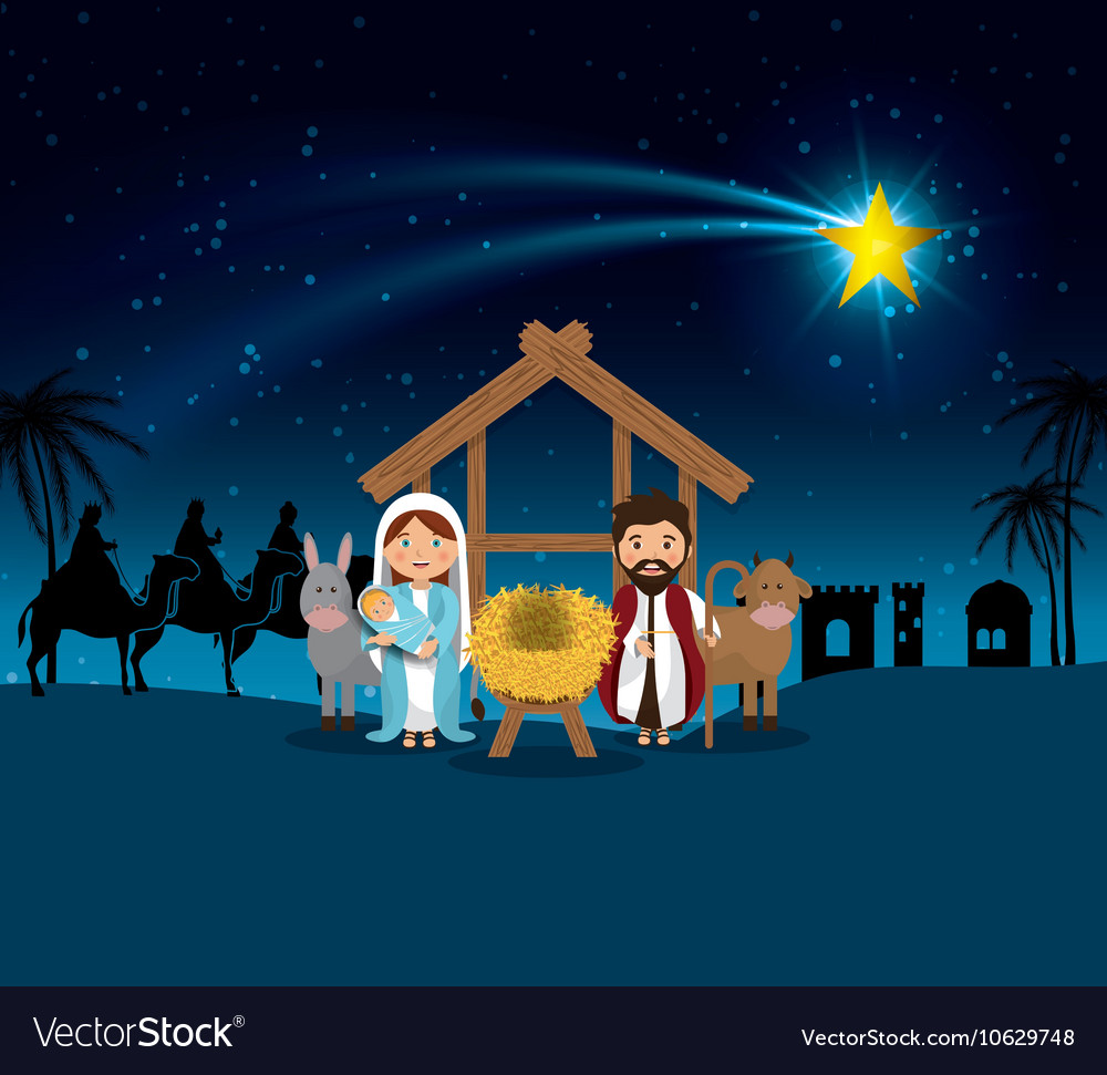 Silhouette manger merry christmas design