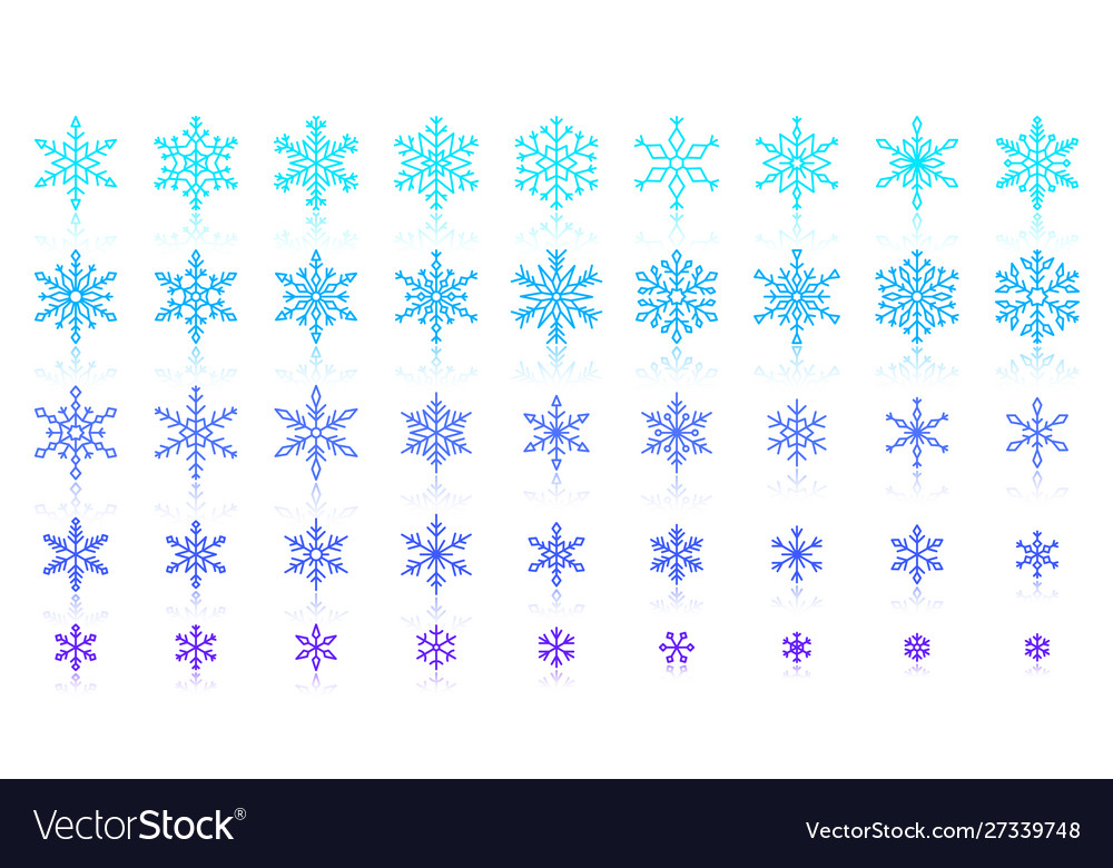 Snowflake simple color line icons set