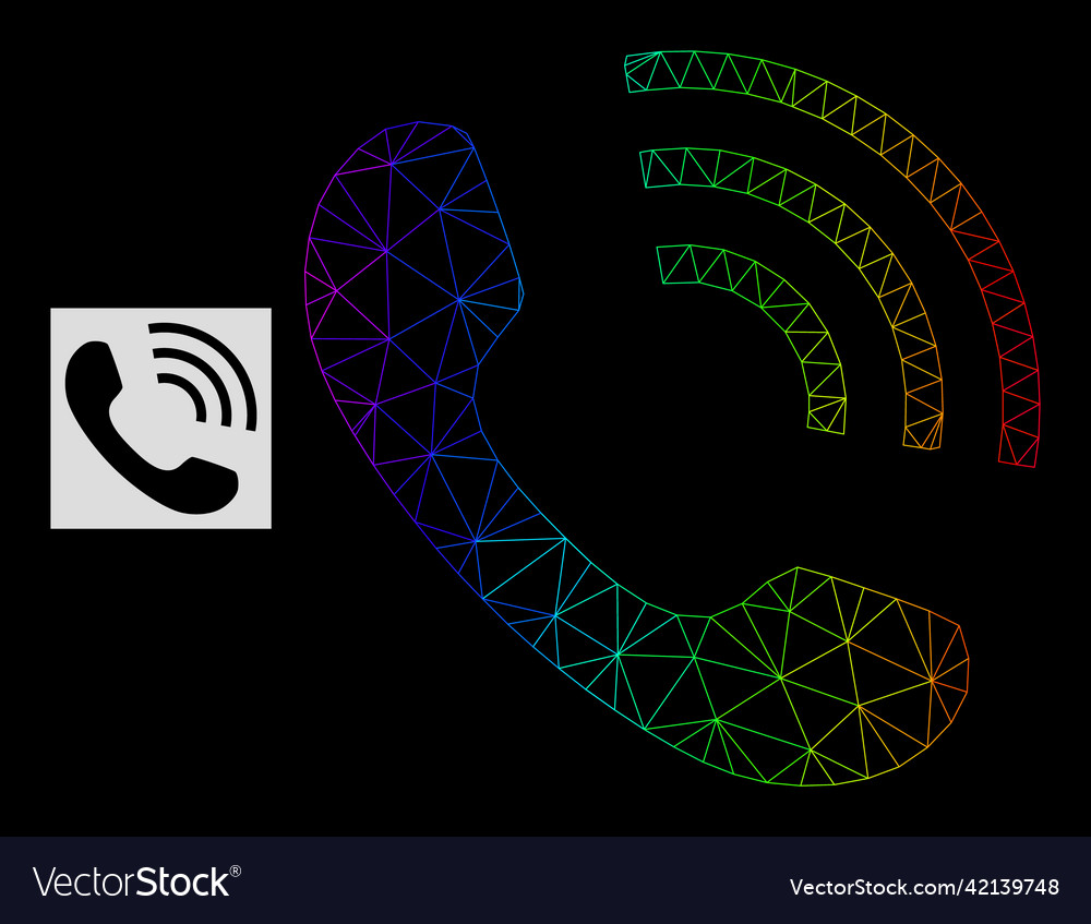 Spectrum gradient polygonal net phone call icon