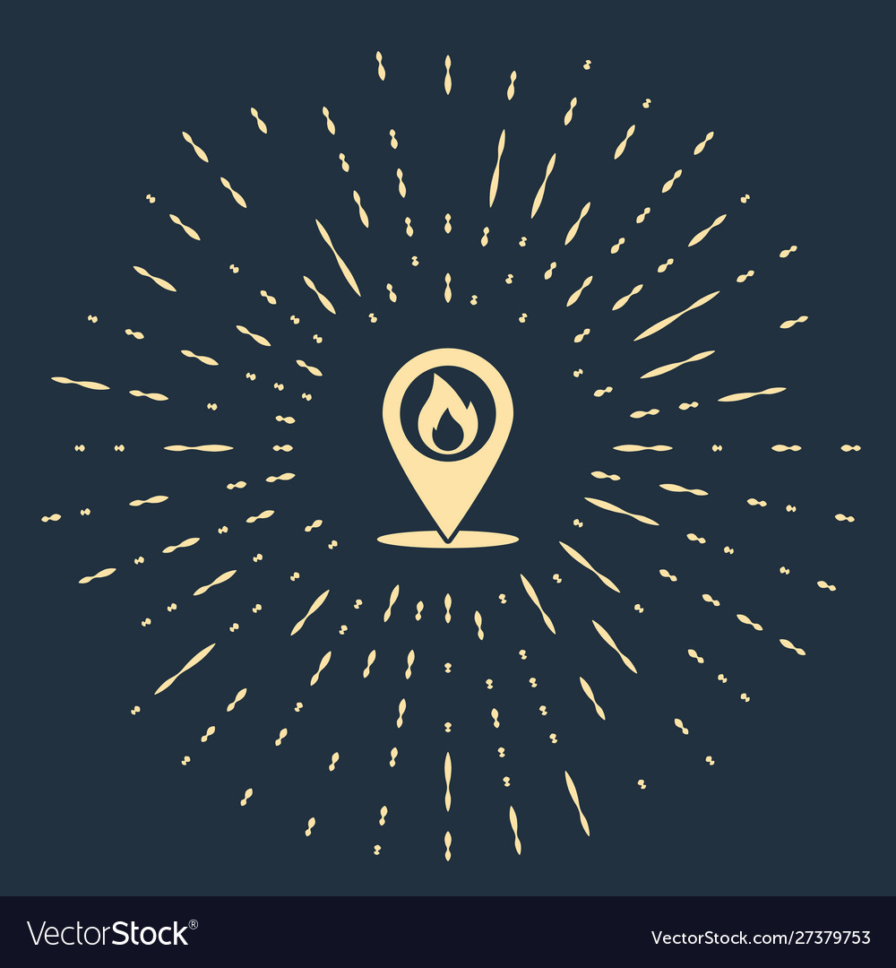 Beige map pointer with fire flame icon isolated vector image Beige map pointer with fire flame icon isolated