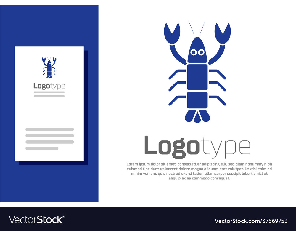 Blue lobster icon isolated on white background