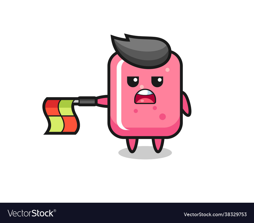 Bubble gum character as line judge hold flag Vector Image Bubble gum character as line judge hold flag