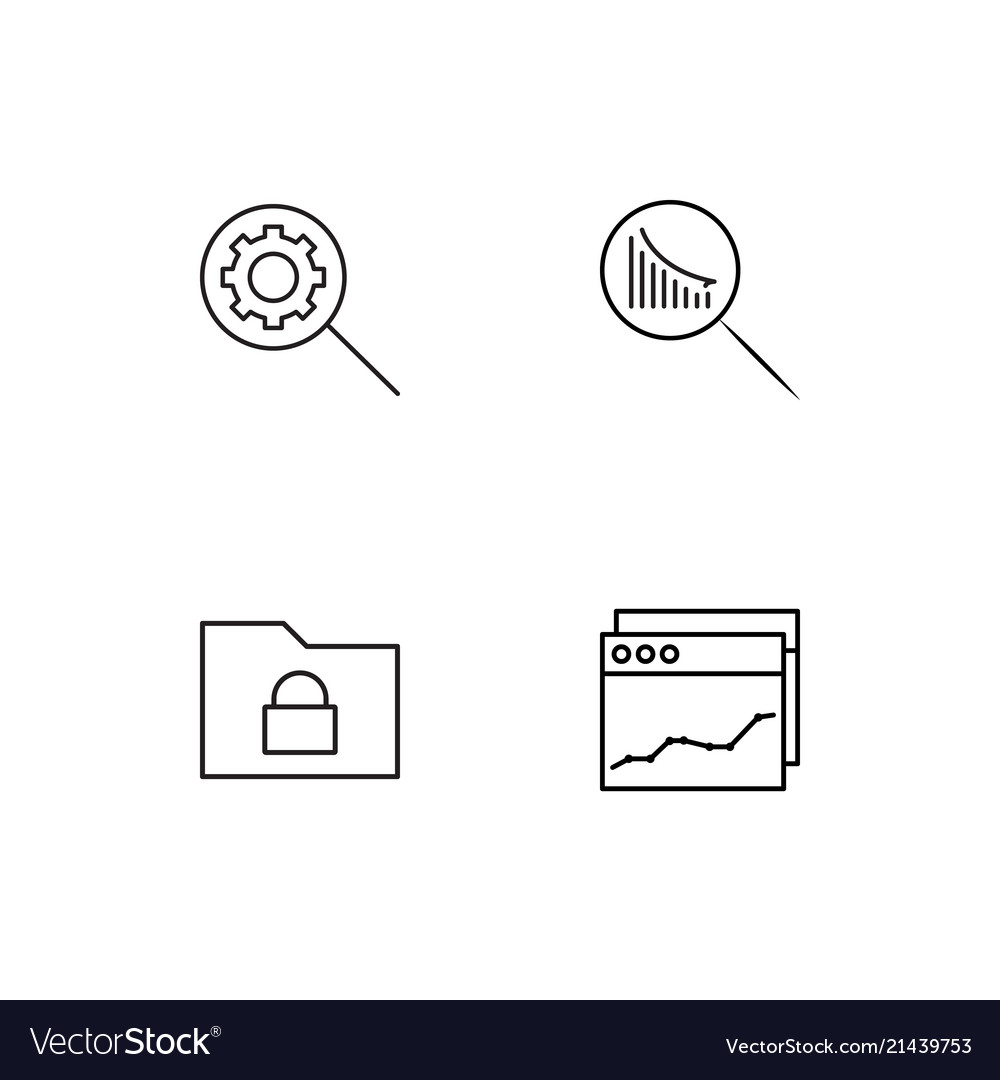 Data analytics linear icons set simple outline