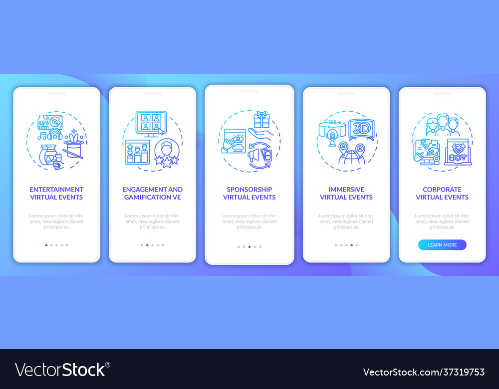 Distant events types onboarding mobile app page Vector Image Distant events types onboarding mobile app page