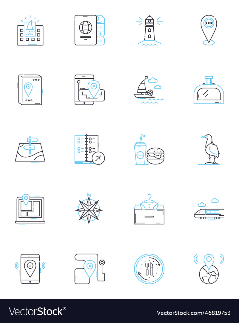 Gps coordinates linear icons set position