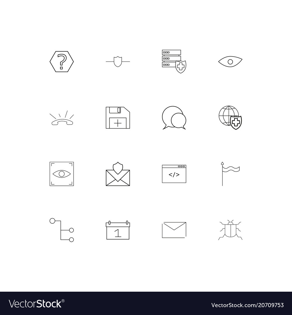 Internet technologies simple linear icons set