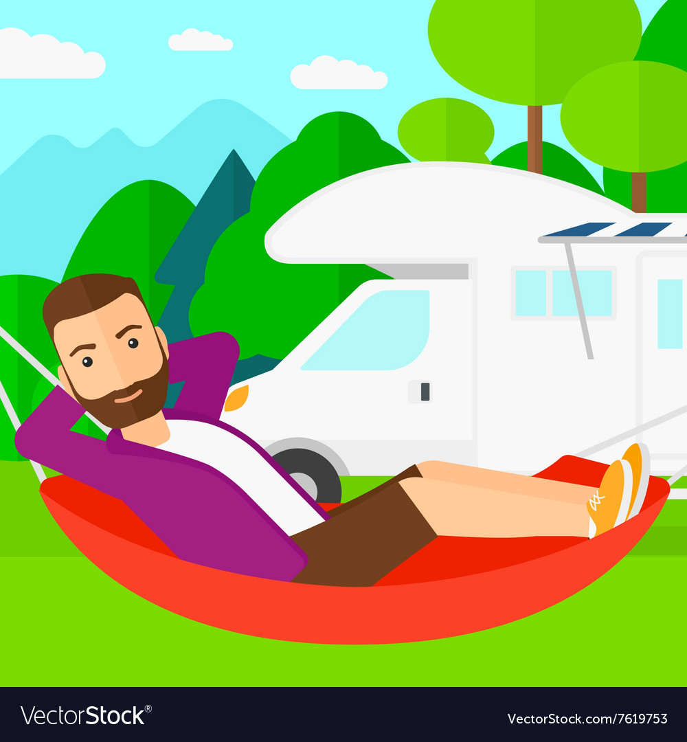 Man lying in hammock
