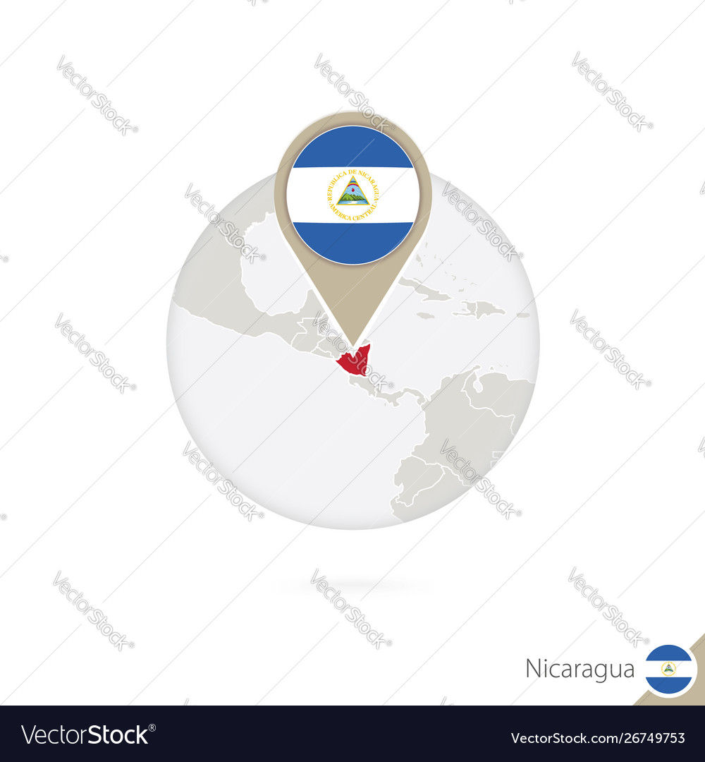 Nicaragua map and flag in circle