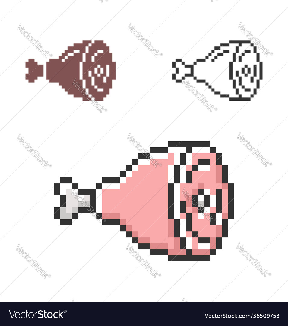 Pixel Ham Icon - 3 Variants