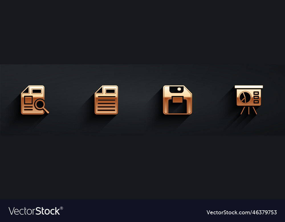 Set document with graph chart file vector image Set document with graph chart file