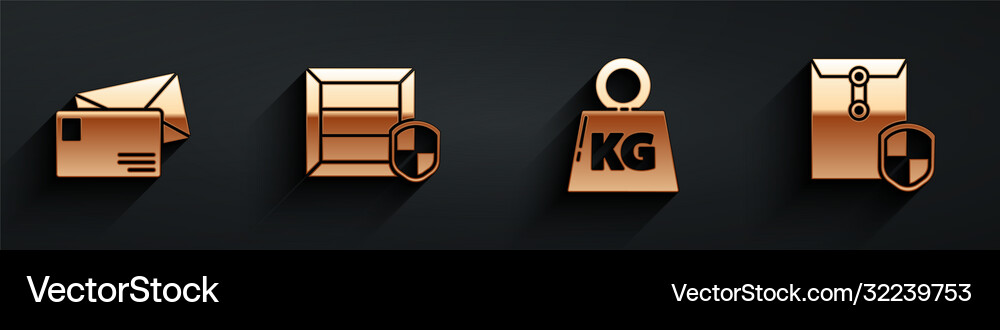 Set envelope delivery pack security with shield Vector Image
