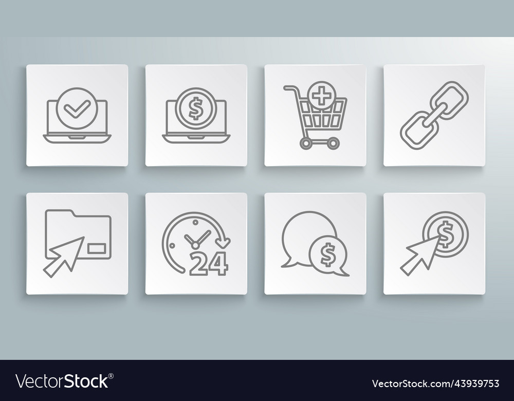 Set line cursor click document folder laptop vector image Set line cursor click document folder laptop