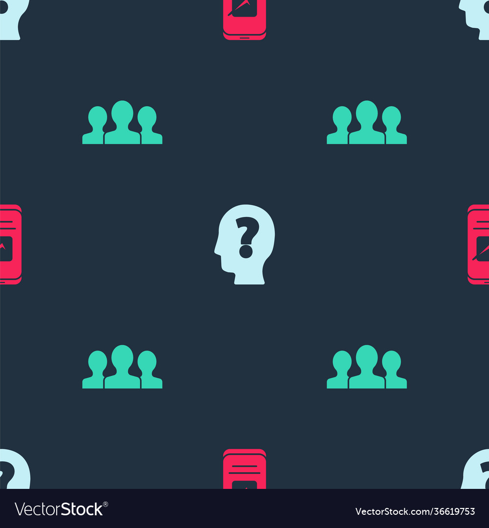 Set smartphone head with question mark and users vector image Set smartphone head with question mark and users