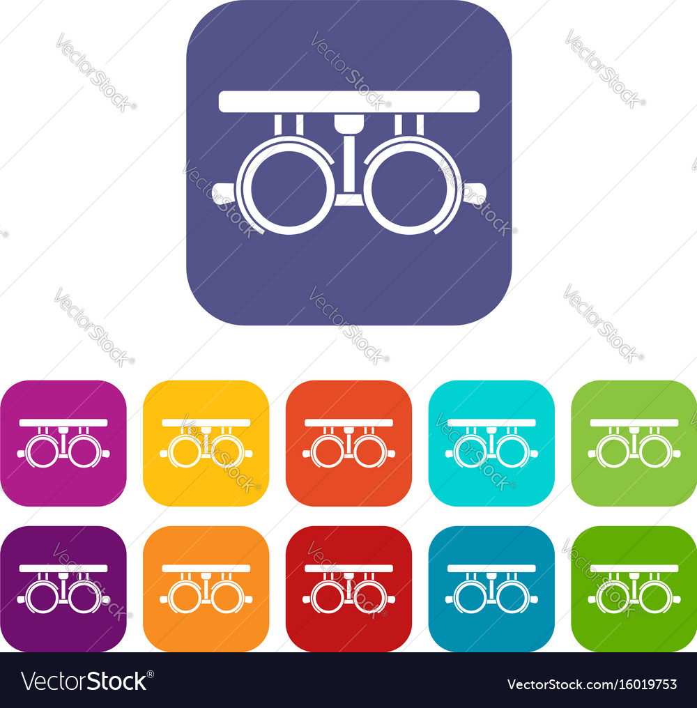 Trial frame for checking patient vision icons set Vector Image