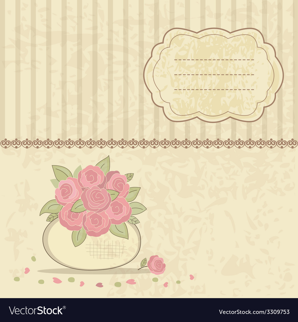 Vintage background with basket of roses