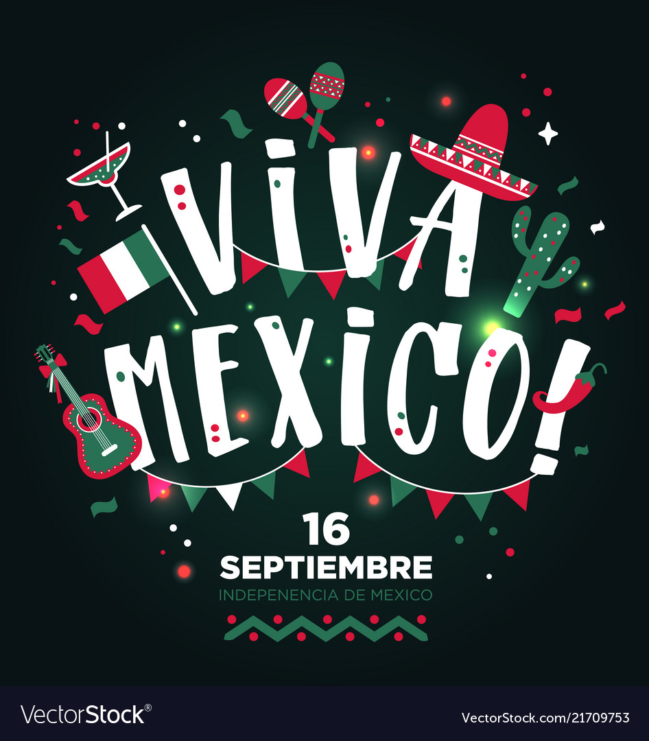 Viva Mexico Hand Drawn Type Design Banner Layout Vector Image