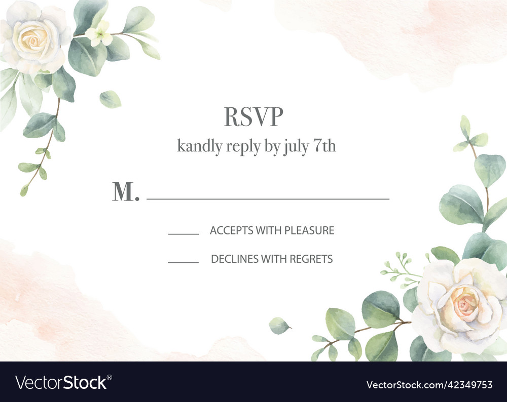 Watercolor hand painted wedding invitation Vector Image