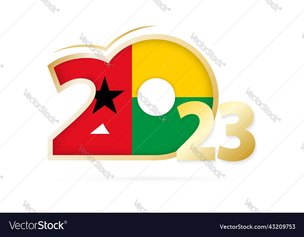 Year 2023 with guinea-bissau flag pattern Vector Image