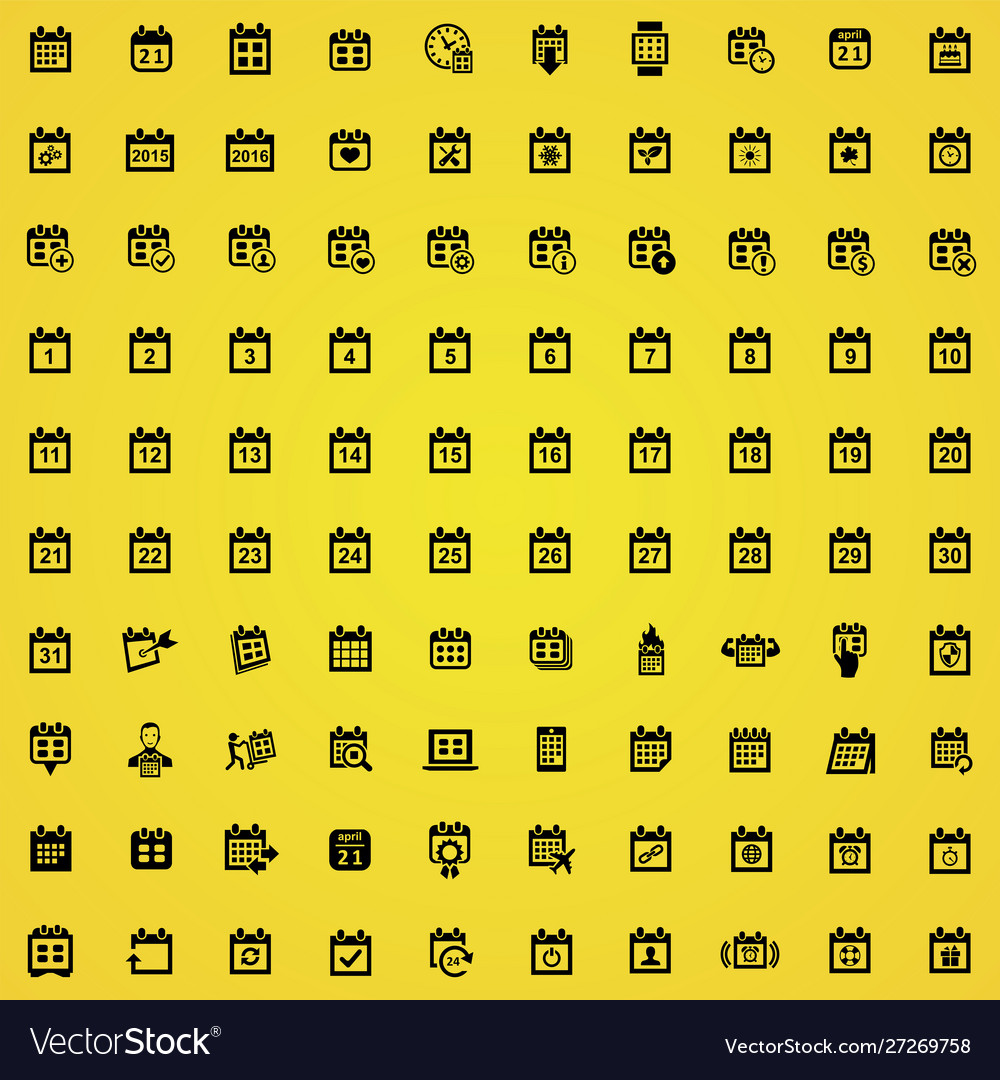 Calendar 100 icons universal set for web and ui