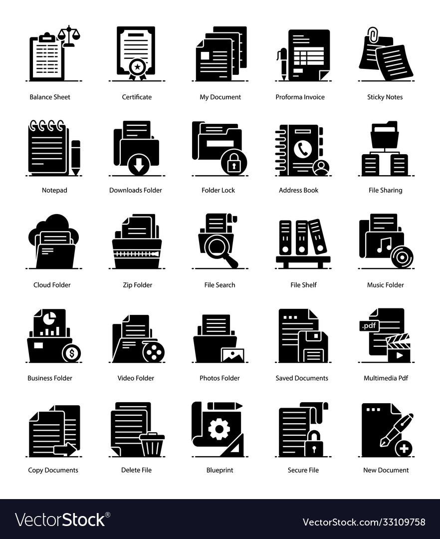 Files and folders in modern solid style