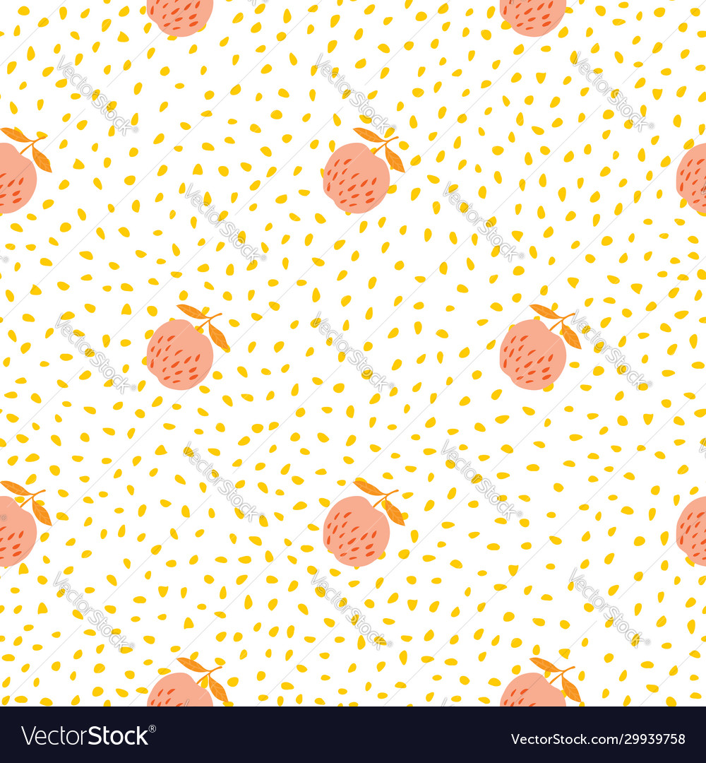 Funny apples seamless pattern on dots background Vector Image Funny apples seamless pattern on dots background