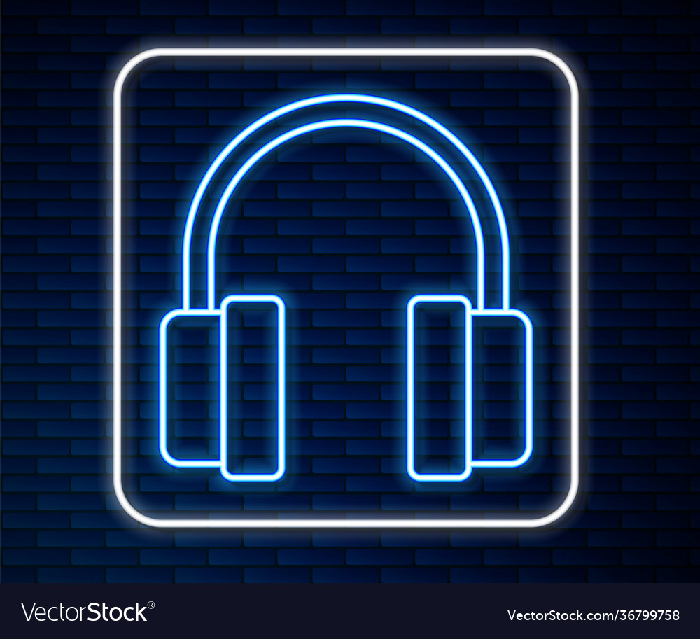 Glowing neon line headphones icon isolated Vector Image