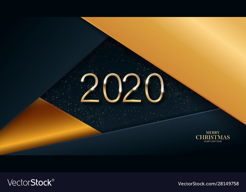 Happy new year 2020 gold numbers on a black