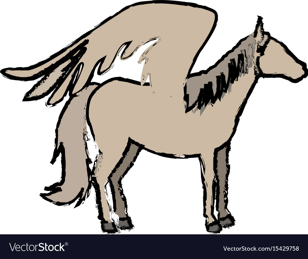 Horse pegasus funny cartoon animal character Vector Image