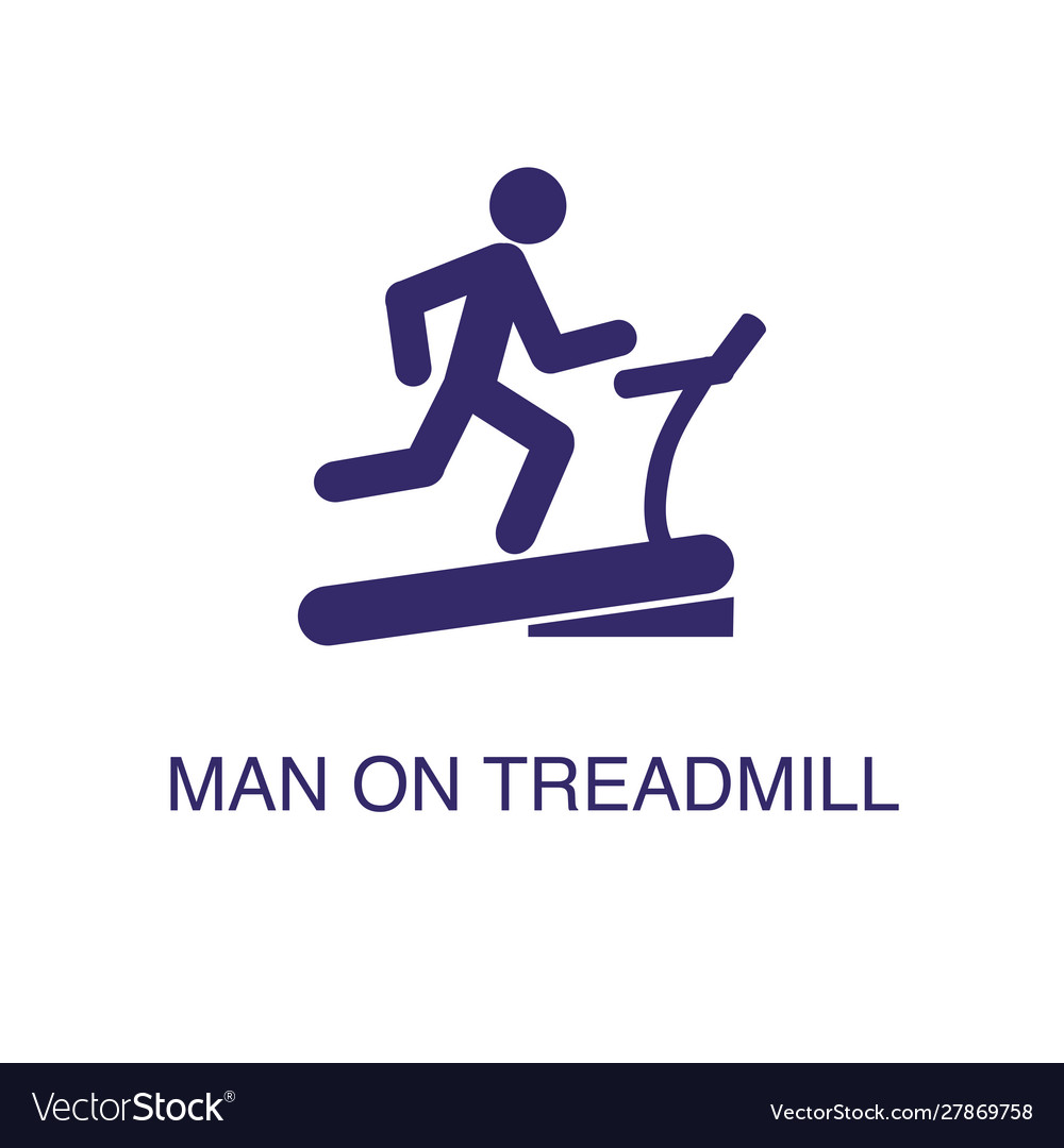 Man on treadmill element in flat simple style