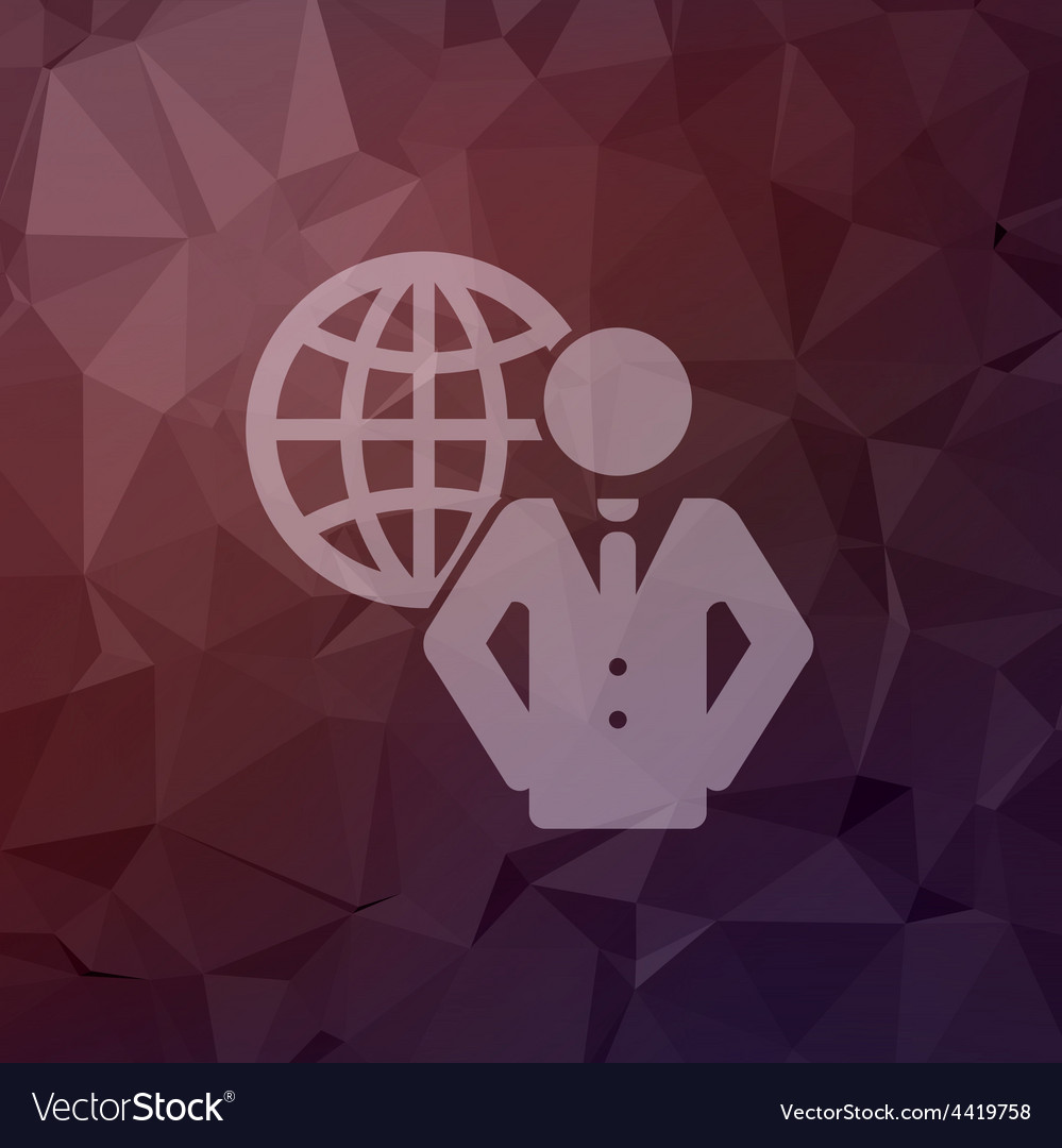 Man with global in flat style icon