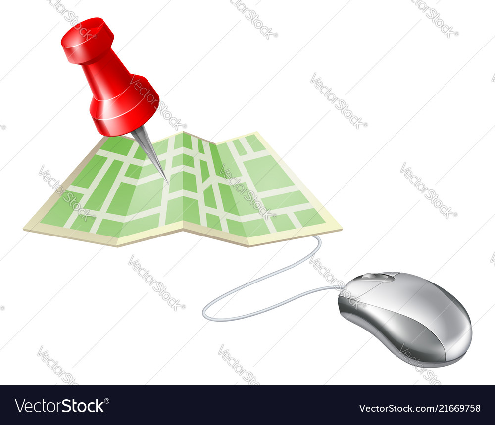 Map pin computer mouse Royalty Free Vector Image