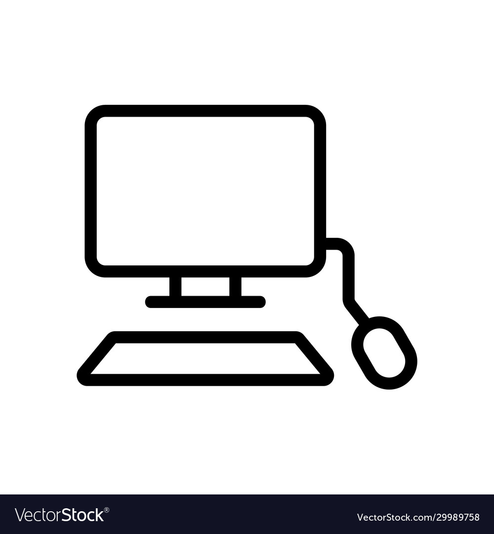 Modern computer icon isolated contour vector image Modern computer icon isolated contour