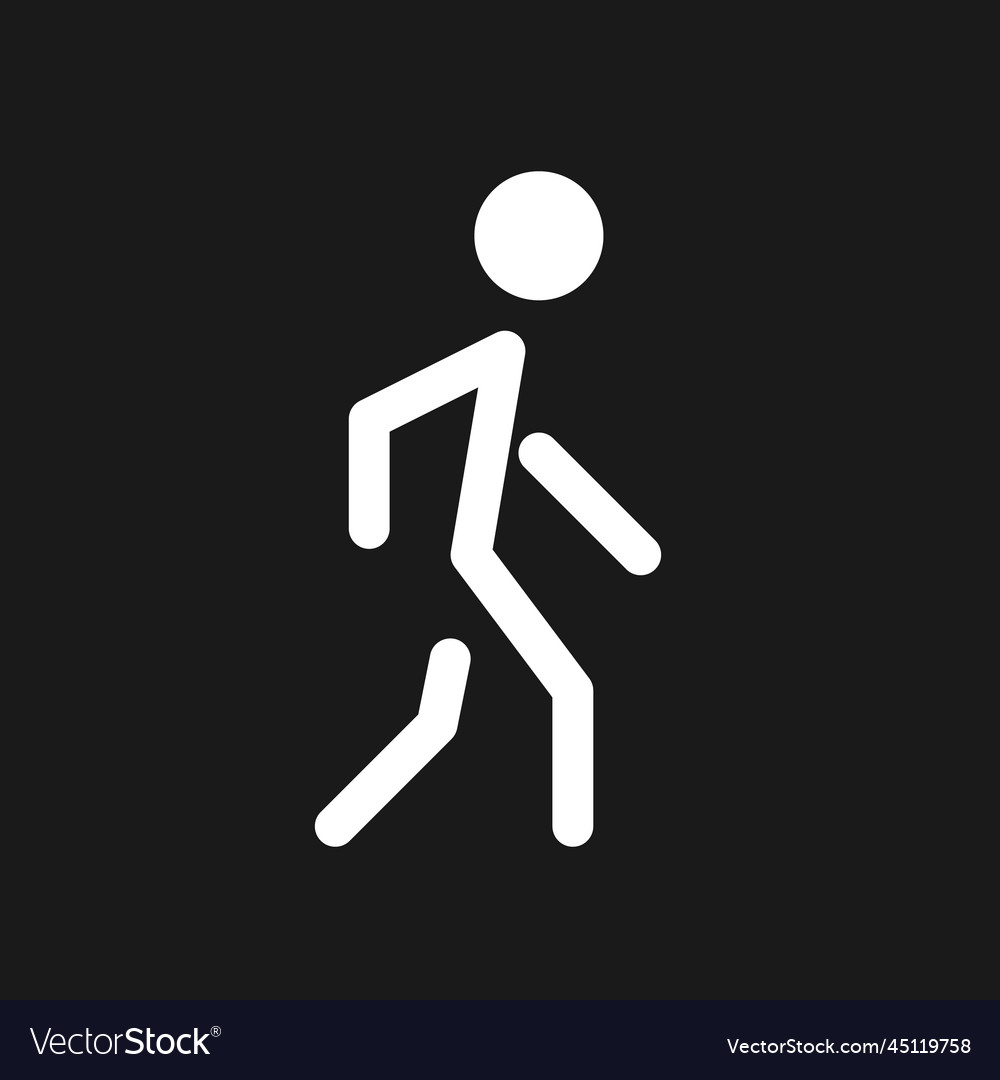 Pedestrian dark mode glyph ui icon Royalty Free Vector Image