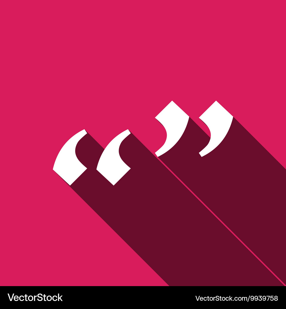 Quotes with long shadow flat design icon Vector Image