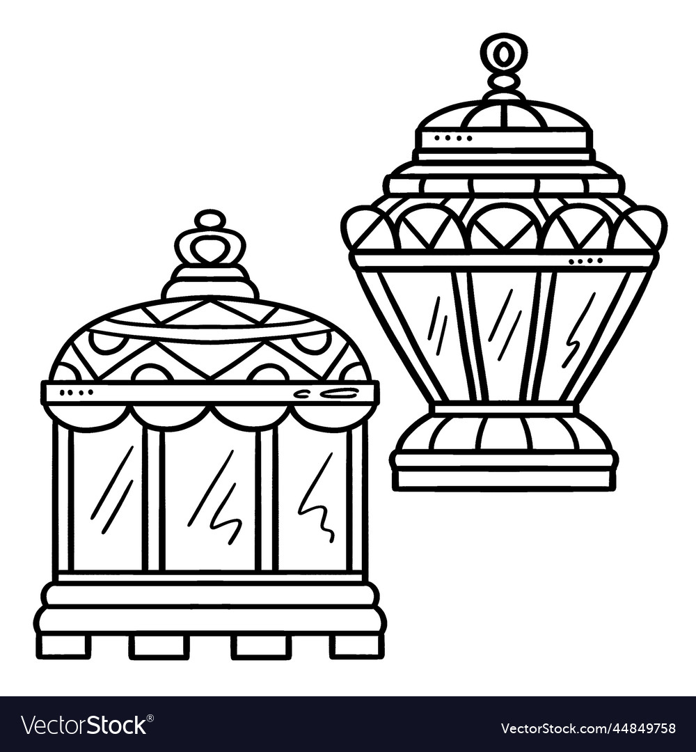 Ramadan lantern isolated coloring page for kids Vector Image