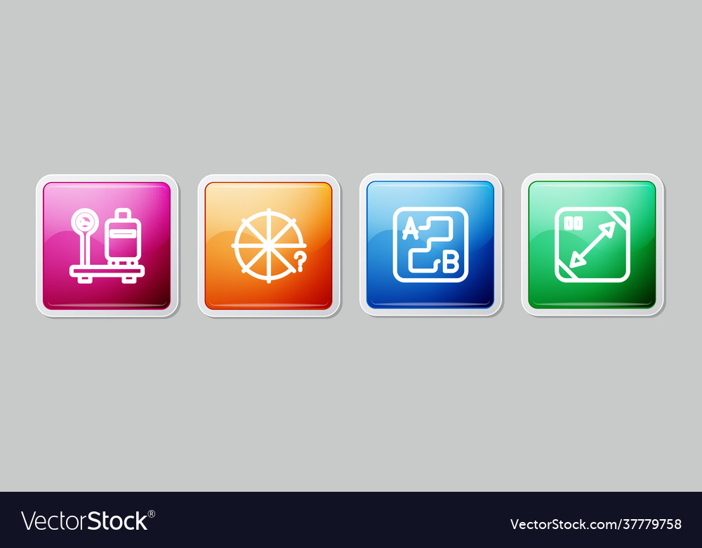 Set line scale with suitcase circle pieces vector image Set line scale with suitcase circle pieces