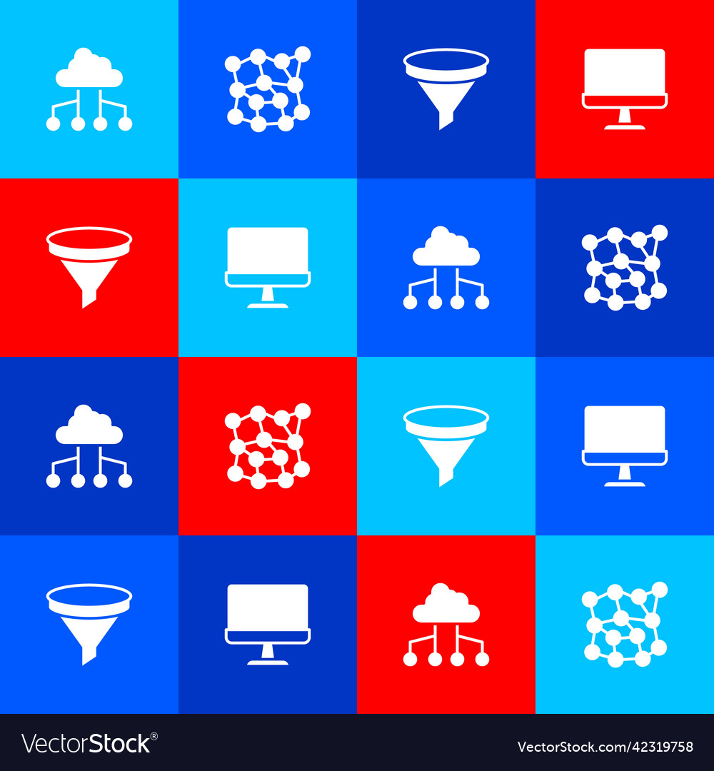 Set network cloud connection neural vector image Set network cloud connection neural