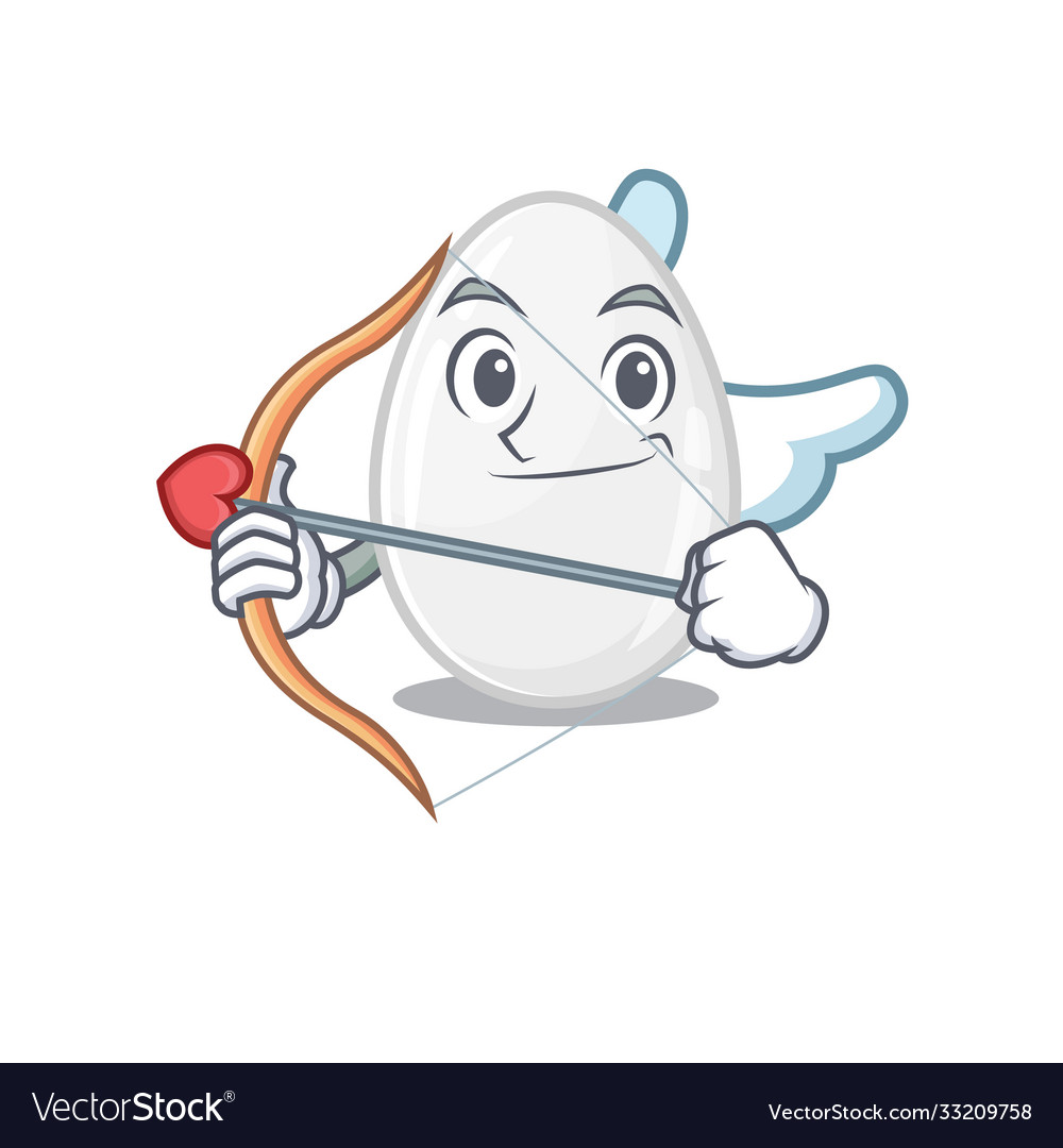 Sweet white egg cupid cartoon design with arrow