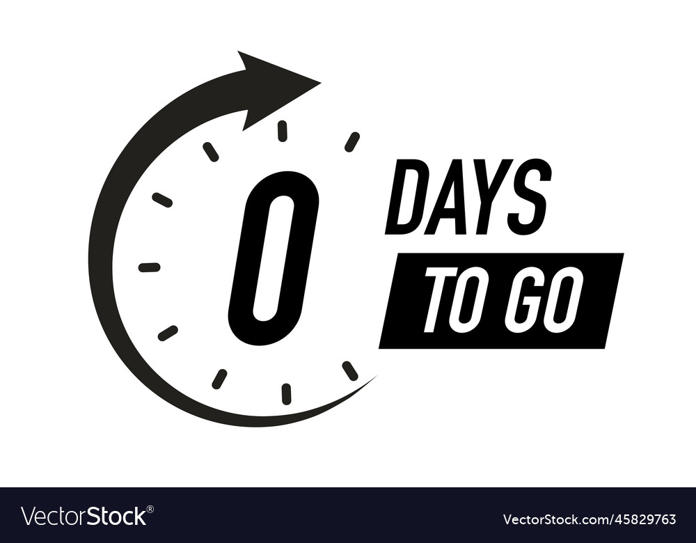 0 days to go timer symbol black color