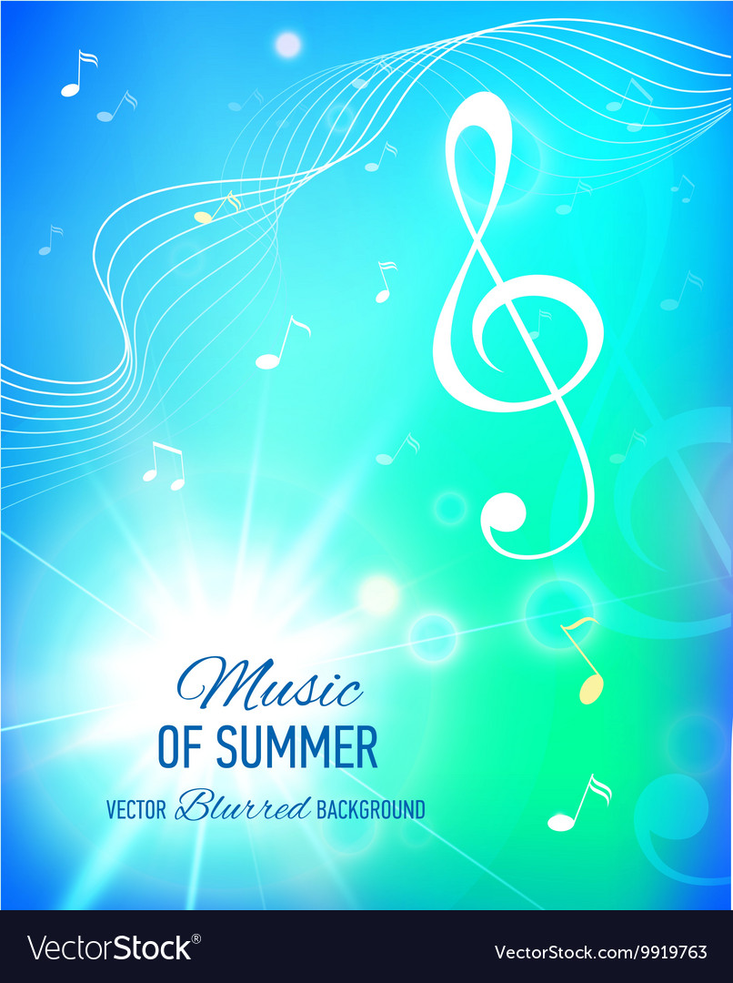 Blue background with music notes and key