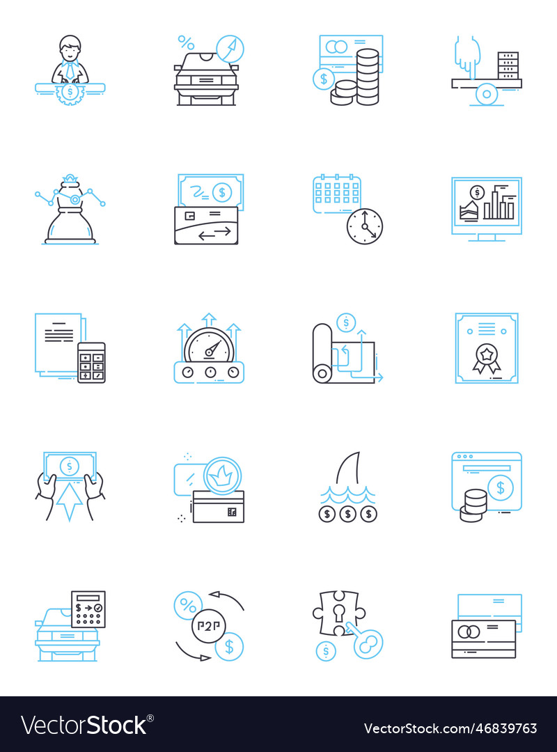 Cloud data linear icons set scalability security vector image Cloud data linear icons set scalability security