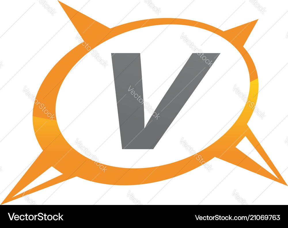 Compass guide solution letter v Royalty Free Vector Image