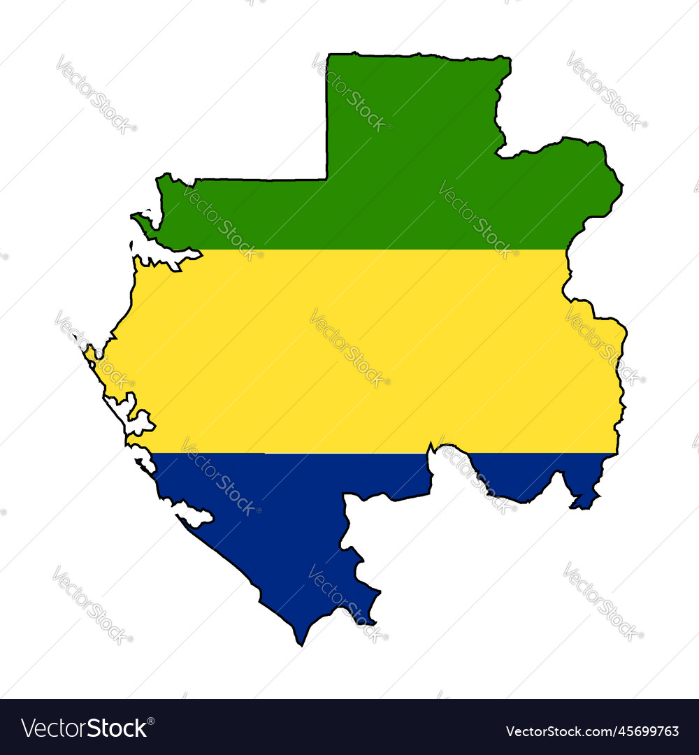 Gabon silhouette flag map