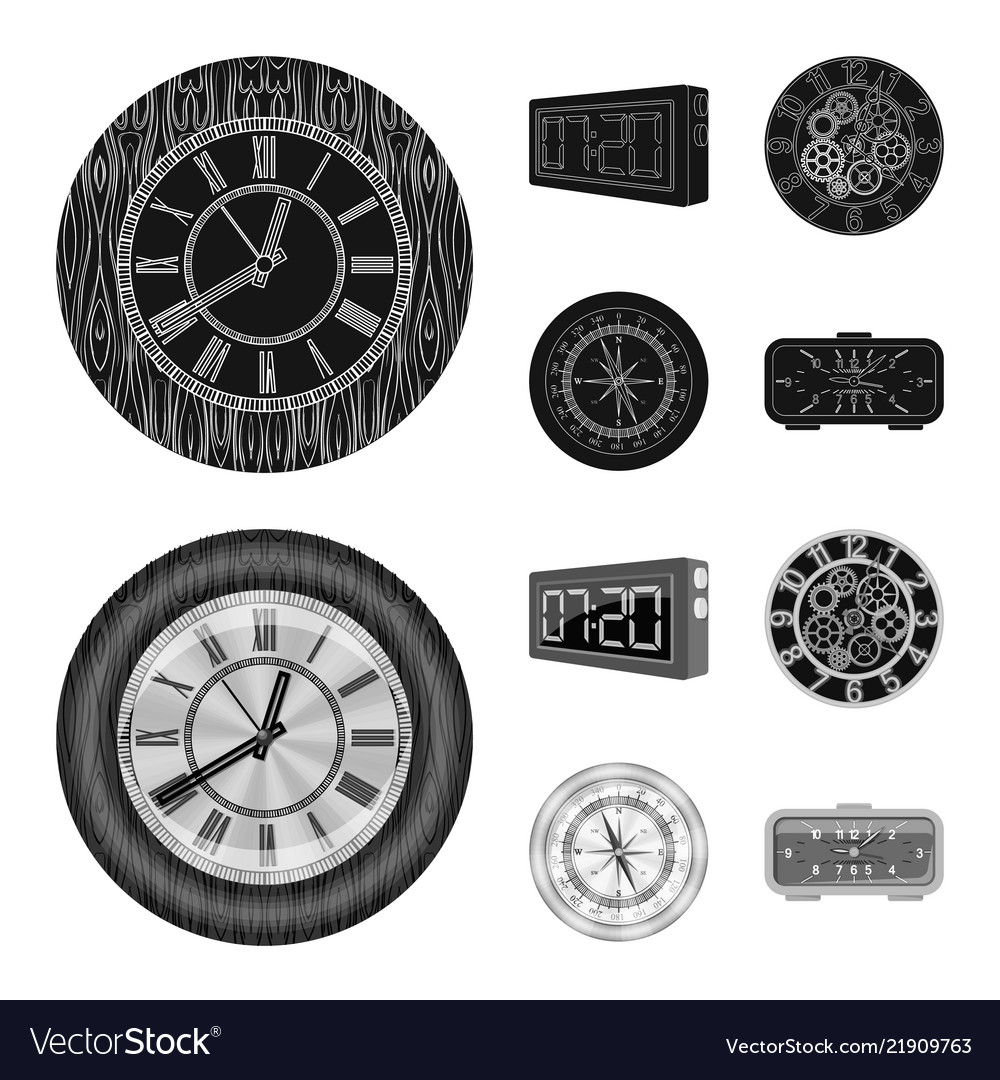 Isolated object of clock and time logo set vector image Isolated object of clock and time logo set